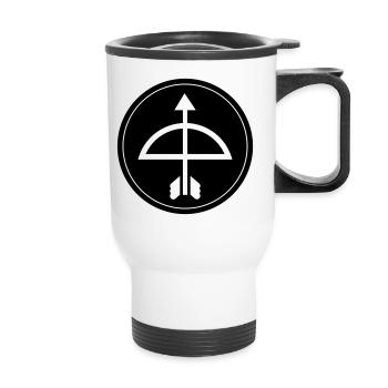Bow and arrow - Thermal mug with handle - white - Front