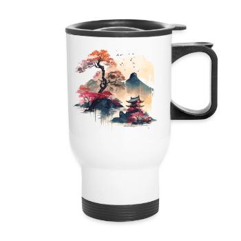 Japanische Kunst - Thermobecher mit Tragegriff - Weiß - Vorne