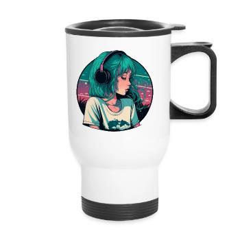 Cute Lo-Fi Girl - Thermal mug with handle - white - Front