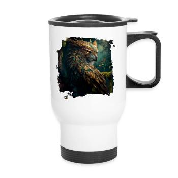 Belle chouette faucon avec des ornements dorés - Tasse isotherme avec poignée - blanc - Devant