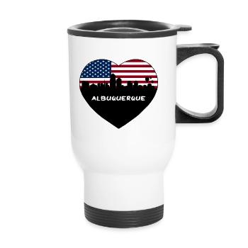 Albuquerque Nouveau-Mexique États-Unis Flag Skyline Travel Sou - Tasse isotherme avec poignée - blanc - Devant