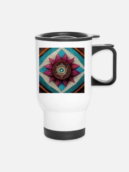 Boho Mandala Abstract - Thermobecher mit Tragegriff - Weiß