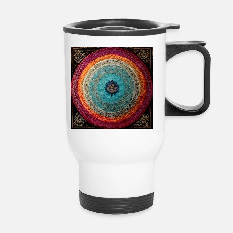 Boho Mandala Abstract - Thermobecher mit Tragegriff - Weiß