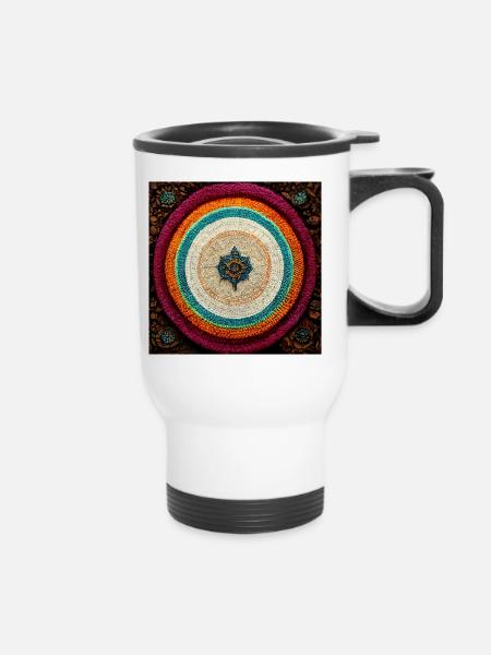 Boho Mandala Abstract - Thermobecher mit Tragegriff - Weiß