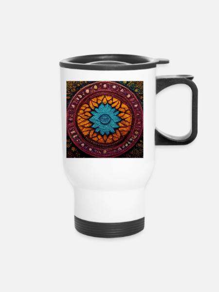 Boho Mandala Abstract - Thermobecher mit Tragegriff - Weiß