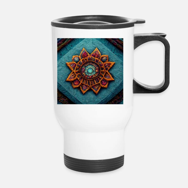 Boho Mandala Abstract - Thermal mug with handle - white