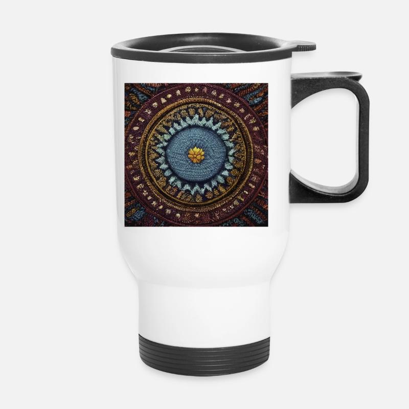 Boho Mandala Abstract - Thermobecher mit Tragegriff - Weiß