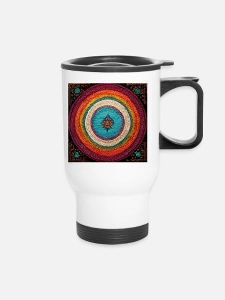 Boho Mandala Abstract - Thermobecher mit Tragegriff - Weiß