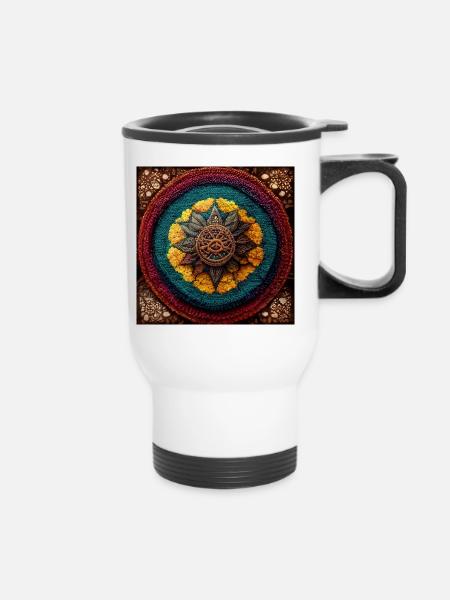 Boho Mandala Abstract - Thermobecher mit Tragegriff - Weiß