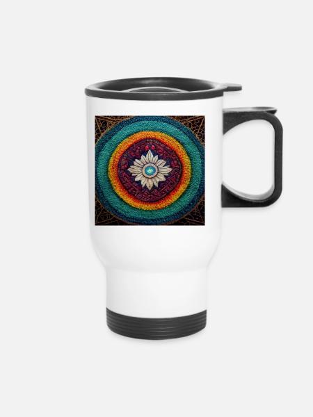 Boho Mandala Abstract - Thermobecher mit Tragegriff - Weiß