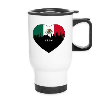 Leon Mexique drapeau Skyline Souvenir de voyage - Tasse isotherme avec poignée - blanc - Devant