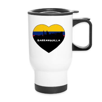 Barranquilla Kolumbien Flagge Skyline Reise Souvenir - Thermobecher mit Tragegriff - Weiß - Vorne