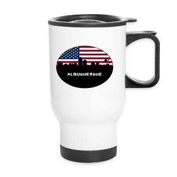 Albuquerque New Mexico USA Flag Skyline Travel Sou - Thermal mug with handle - white - Front