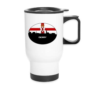 Derry Nordirland Flagge Skyline Travel Souveni - Thermobecher mit Tragegriff - Weiß - Vorne