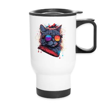 Chat électronique - Tasse isotherme avec poignée - blanc - Devant