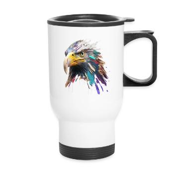 Eagle's Head: A Colorful Oil Painting - Thermal mug with handle - white - Front