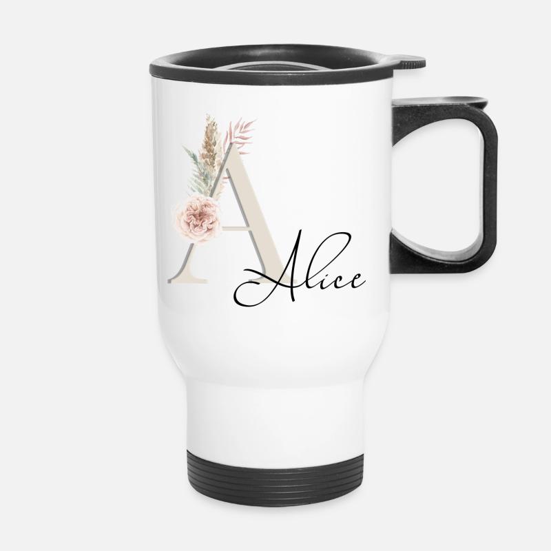 Alice! Name Boho - Thermal mug with handle - white