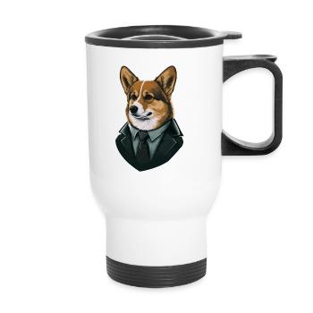 Dedective Corgi Art Illustration - Thermal mug with handle - white - Front