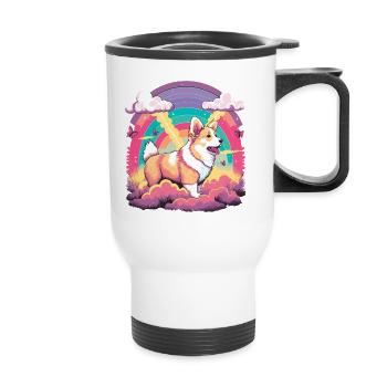 Corgi dans Rainbow - Tasse isotherme avec poignée - blanc - Devant