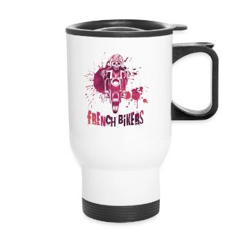 Bikers made in France - Tasse isotherme avec poignée - blanc - Devant