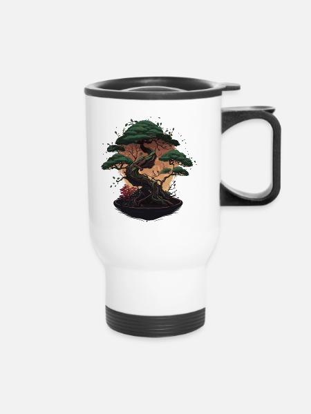 Winziger Bonsai-Baum - Thermobecher mit Tragegriff - Weiß