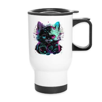 Chat électronique - Tasse isotherme avec poignée - blanc - Devant