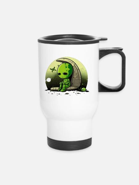 Trauriger Alien - Thermobecher mit Tragegriff - Weiß