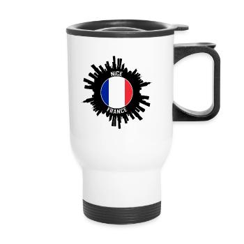 Nice Skyline France Flag Travel Souvenir - Thermal mug with handle - white - Front