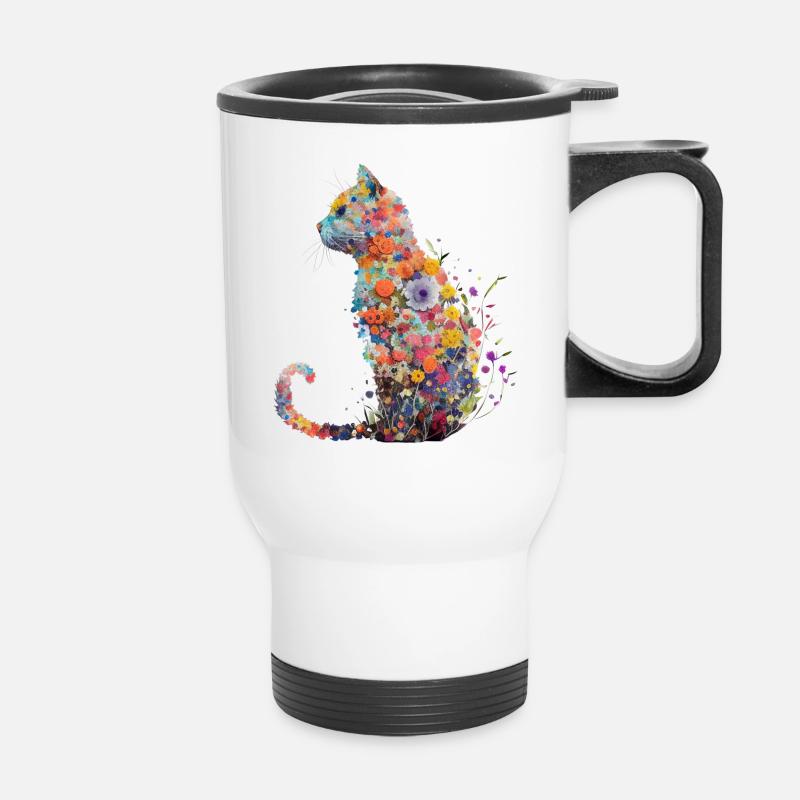 Katze - Thermobecher mit Tragegriff - Weiß