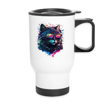Coole Katze - Thermobecher mit Tragegriff - Weiß - Vorne
