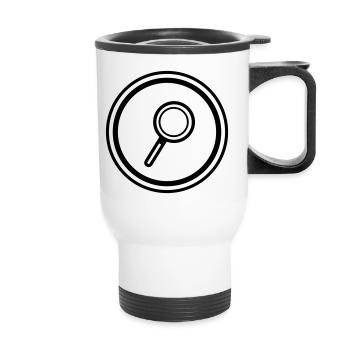 Magnifying glass icon - Thermal mug with handle - white - Front