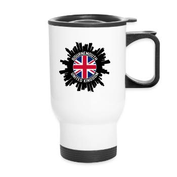 Bournemouth Skyline Uk Flag Souvenir de voyage - Tasse isotherme avec poignée - blanc - Devant