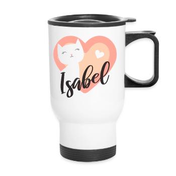 Isabel Surname First Name Kitten - Thermal mug with handle - white - Front