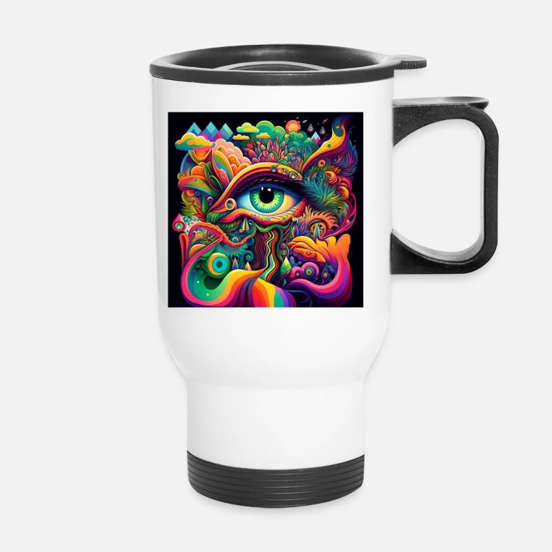 TRIPPY EYE - Thermal mug with handle - white