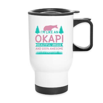 Okapi Wildgiraffen Design - Thermobecher mit Tragegriff - Weiß - Vorne
