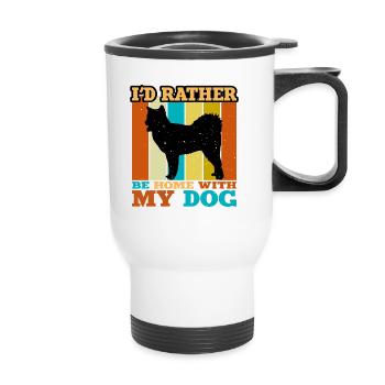 Canadian Eskimo Dog Love Silhouette Vintage Sunset - Tasse isotherme avec poignée - blanc - Devant