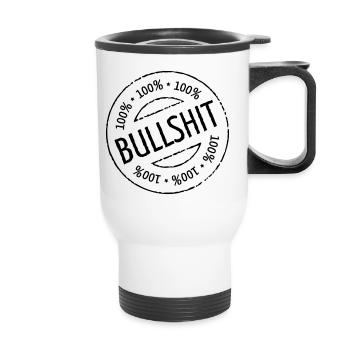 100% Bullshit Stamp (Stempel / Black) - Thermobecher mit Tragegriff - Weiß - Vorne