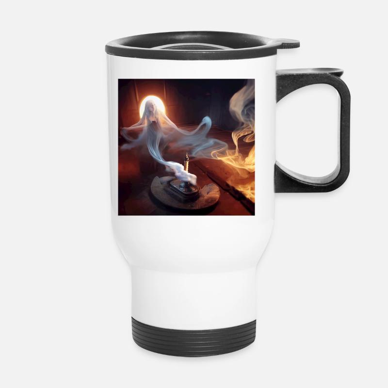 Geist im Rauch - Thermobecher mit Tragegriff - Weiß