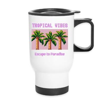 Tropical Vibes Escape to Paradise - Thermal mug with handle - white - Front
