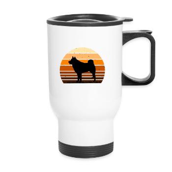 Finlandais Spitz Dog Lover Silhouette Vintage Sunset - Tasse isotherme avec poignée - blanc - Devant