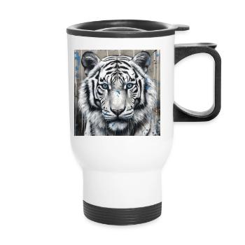 TIGRE BLANC STREET ART - Tasse isotherme avec poignée - blanc - Devant
