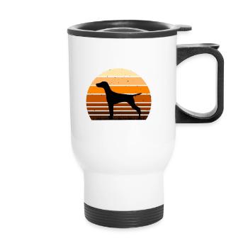 Vizsla Dog Lover Silhouette Vintage Sunset - Tasse isotherme avec poignée - blanc - Devant
