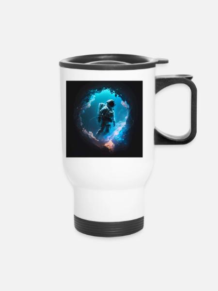 Astronaut in Space Artwork - Thermal mug with handle - white