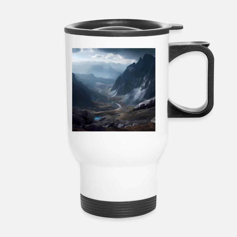 Österreichische Berglandschaft - Thermobecher mit Tragegriff - Weiß