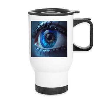 Close-up of Blue Eyes - Thermal mug with handle - white - Front