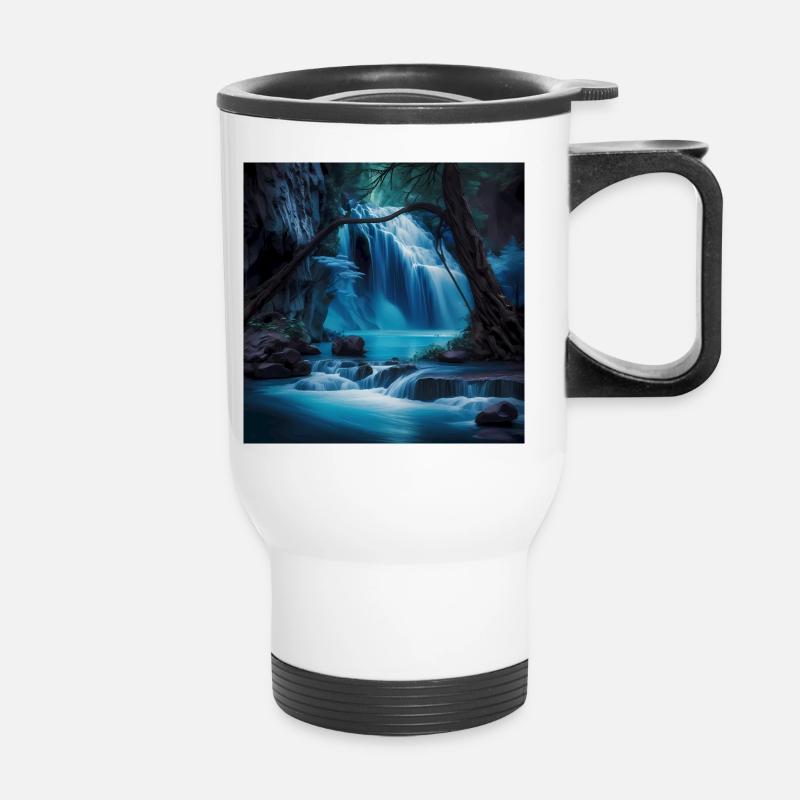 Wasserfall - Thermobecher mit Tragegriff - Weiß