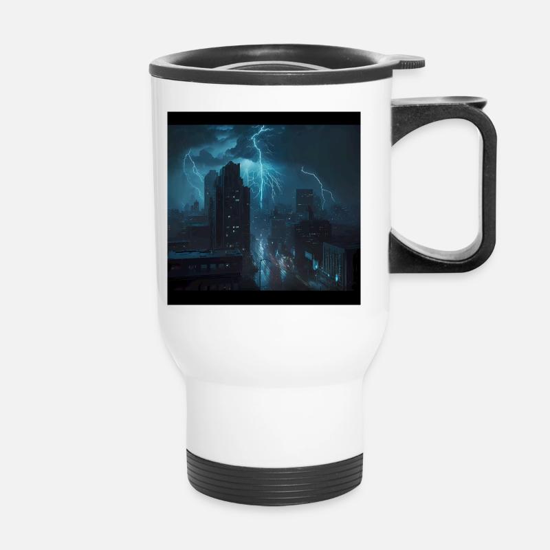 Affiche de l’œuvre d’art Thunderstorm Storm - Tasse isotherme avec poignée - blanc