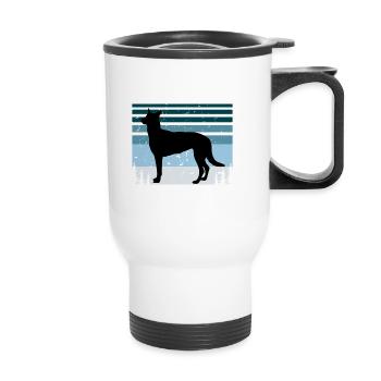 Belgian Shepherd Malinois Dog Silhouette Retro - Thermal mug with handle - white - Front
