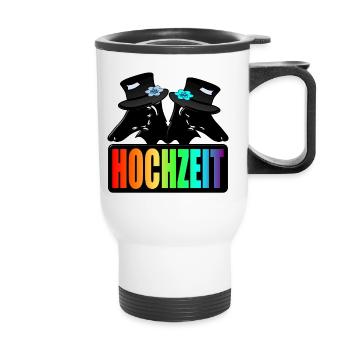 HOCHZEIT HUNDE VIELFALT - Thermobecher mit Tragegriff - Weiß - Vorne