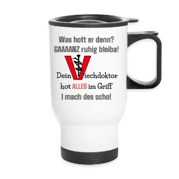 Lustiger Tierarzt Spruch Veterinär Mundart - Thermobecher mit Tragegriff - Weiß - Vorne